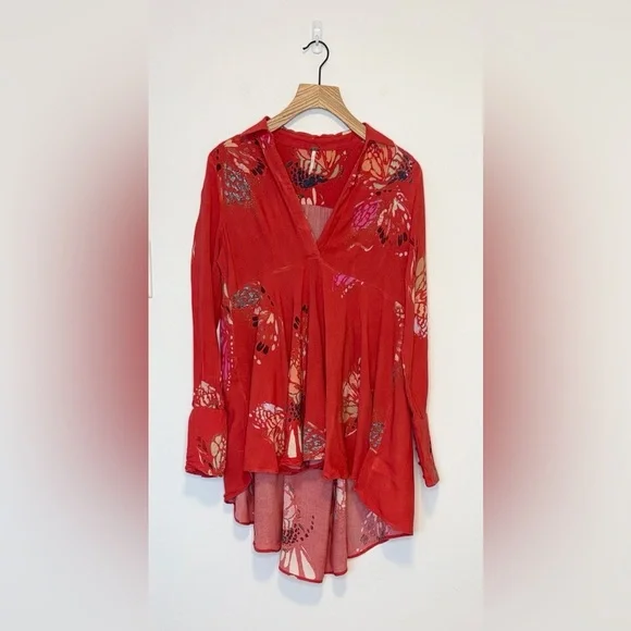 Free People Field Of Butterflies mini dress /Tunic , sz : small - Picture 4 of 11